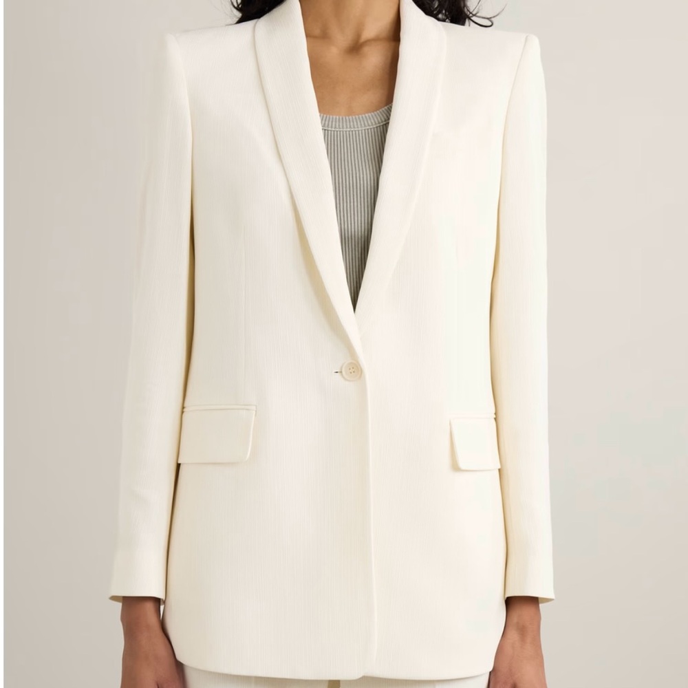 Theory Cream US 4 
Plissé-crepe blazer Women's Blazer